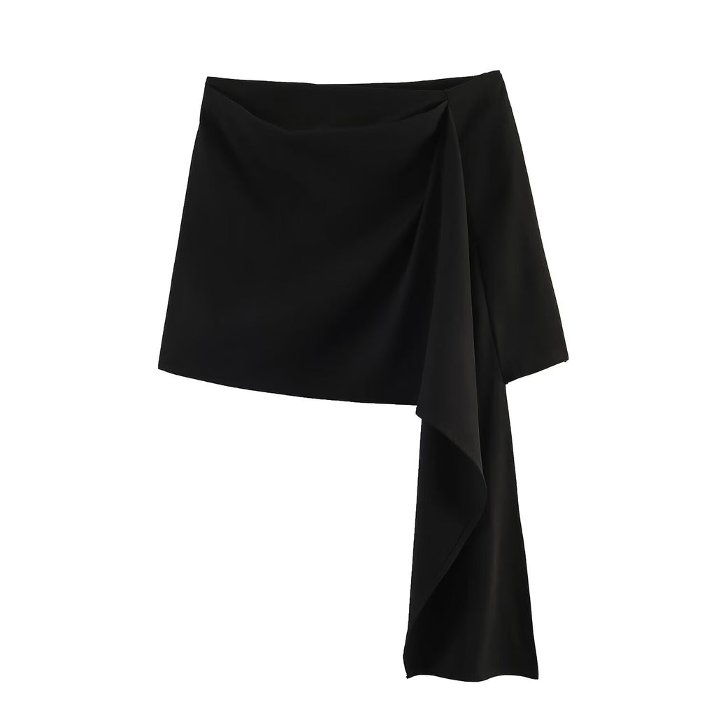 Spicy girl's minimalist and versatile asymmetrical short skirt