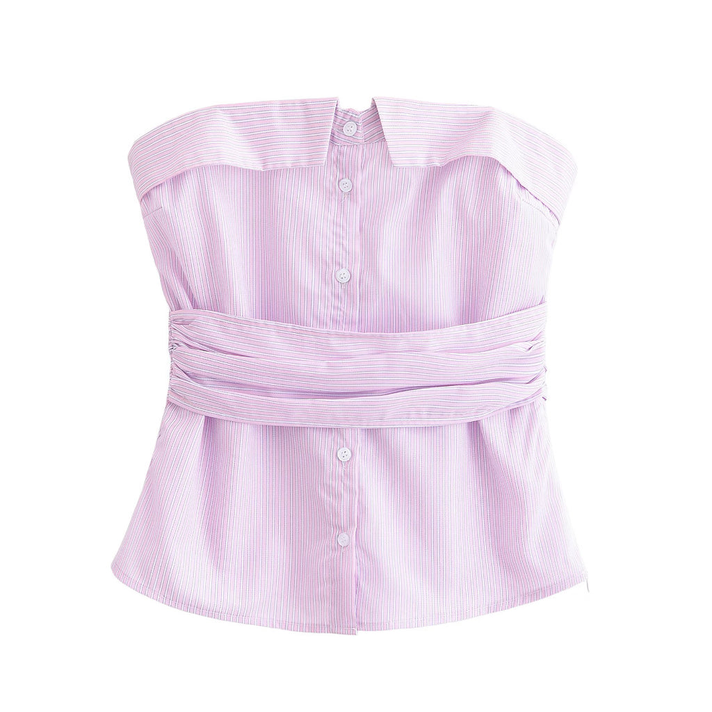 Design inspired slim fit striped strapless top
