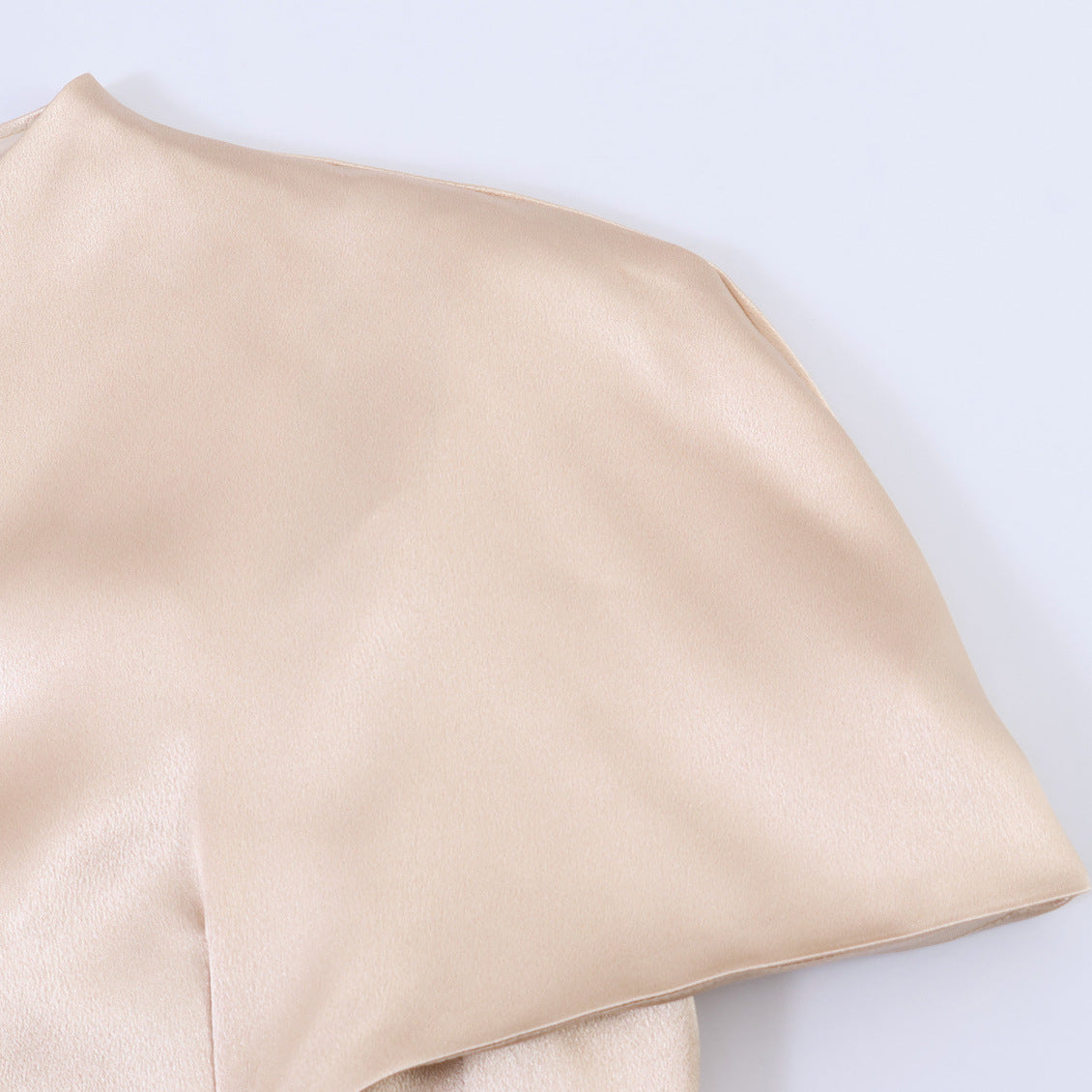 Satin standing collar cape waist cinched top