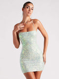 Women's Sequin Strap Beaded Sexy Fitted Bodycon Dress