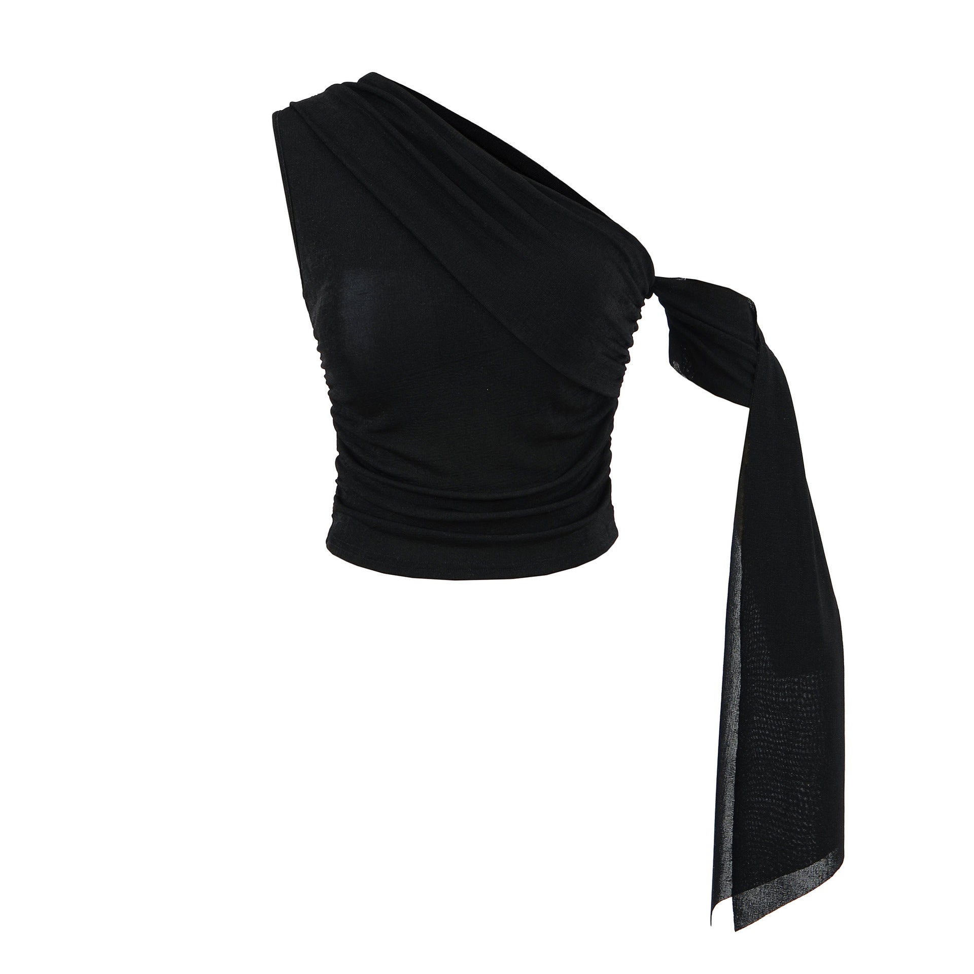 Irregular T-shirt women's pleated tight top