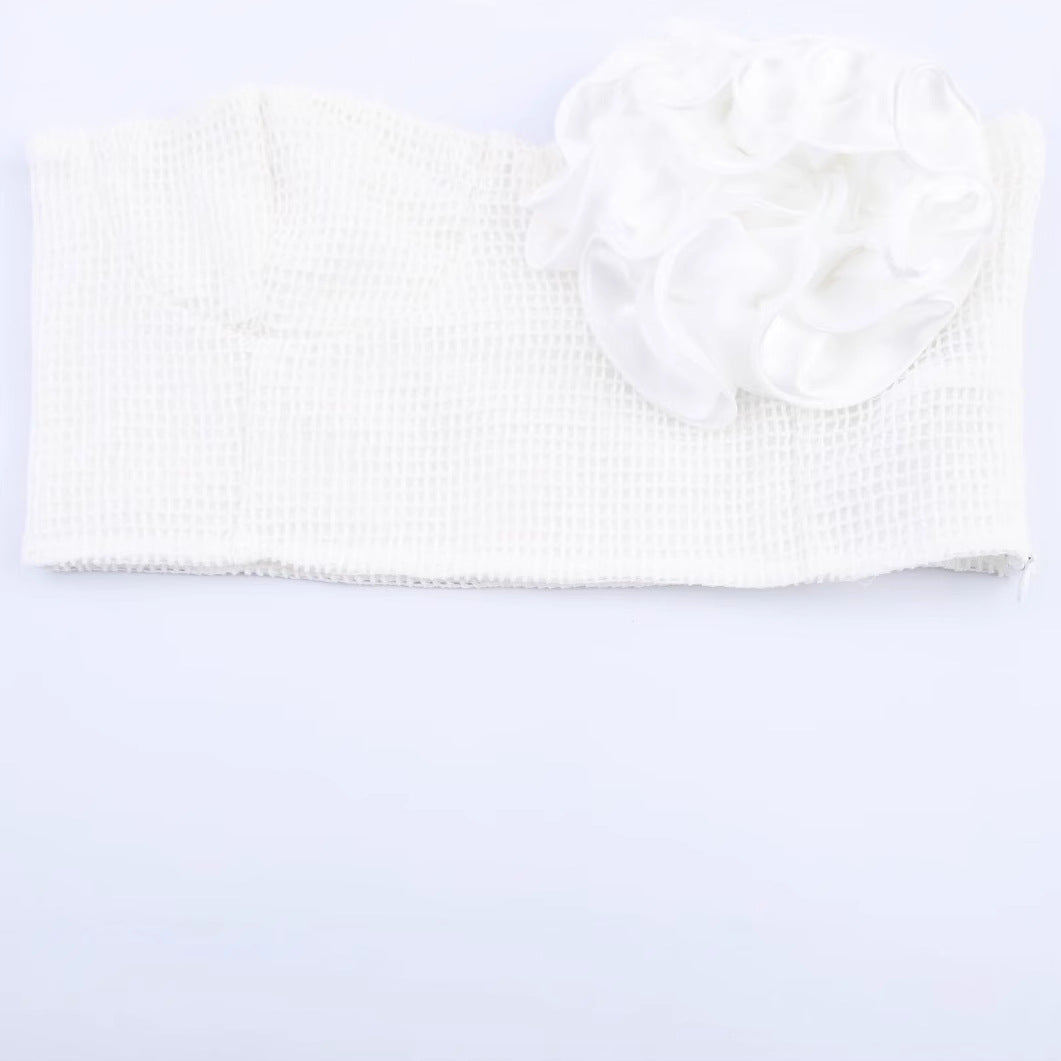Strapless collar sleeveless pleated camisole top for women