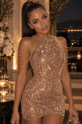 Vestido Largo Bodycon Sin Mangas Cuello Redondo Cremallera Color Liso Sexy Mujer