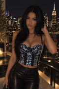 Top Bustier Strapless Strass Varillas Mujer Escenario