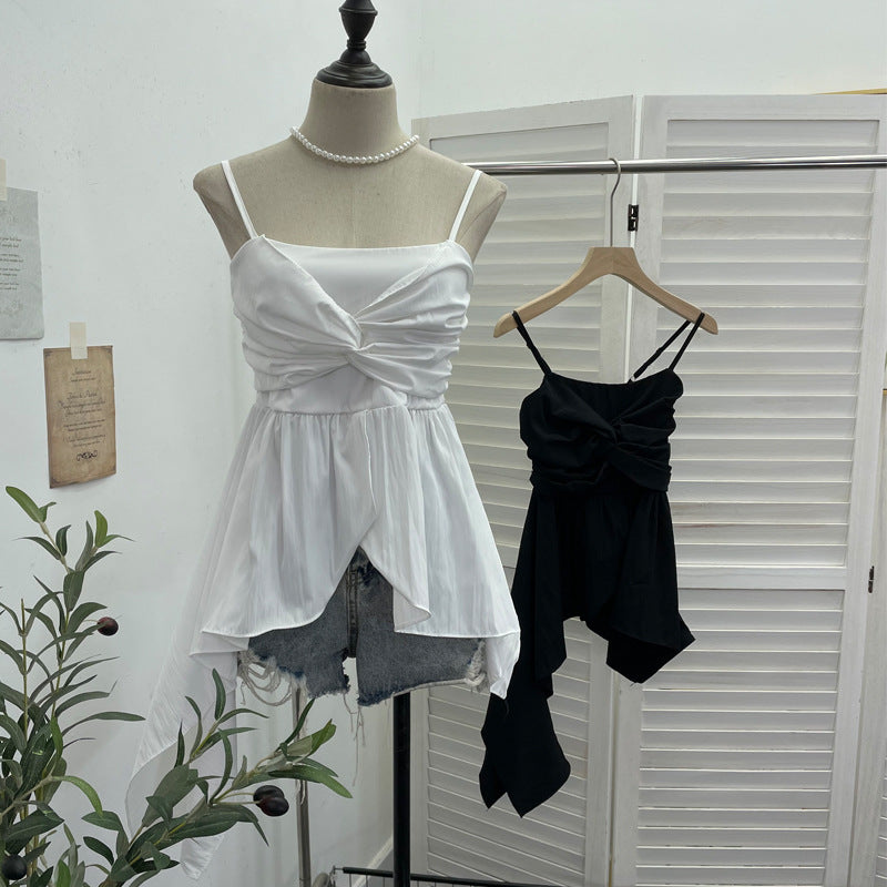 Blusa sin mangas ajustado y acabado en volante