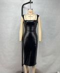Tailored leather vest long skirt