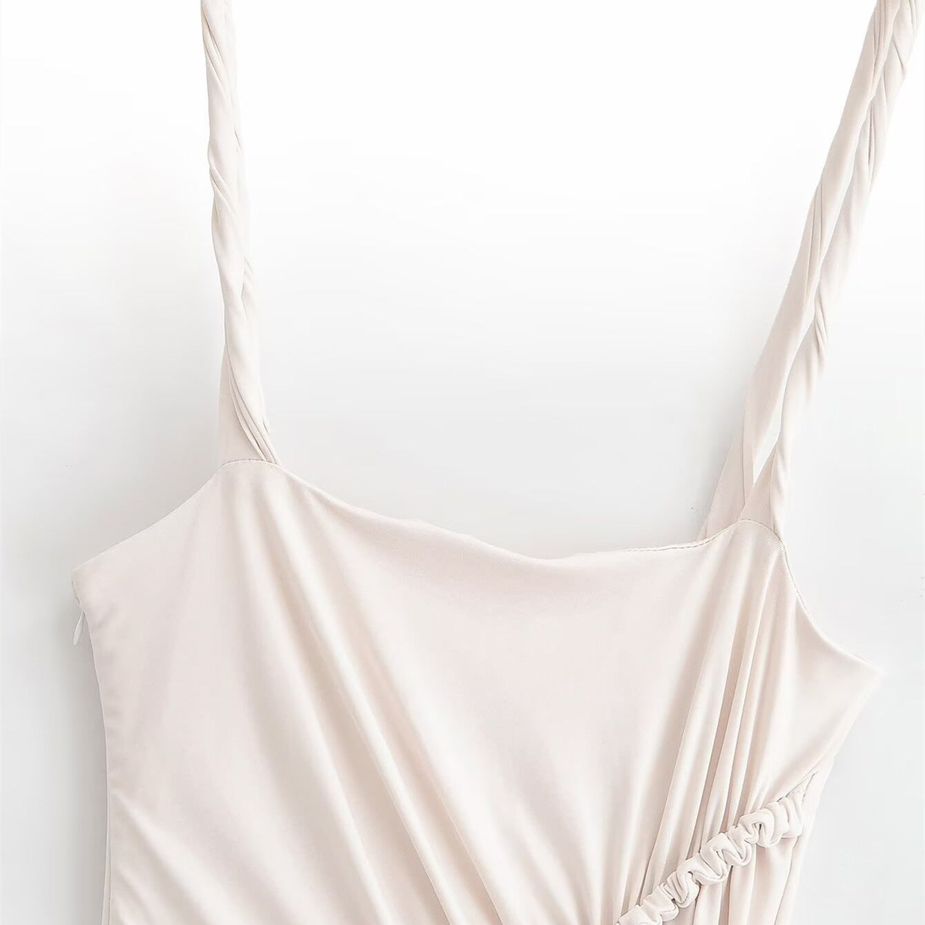 Asymmetric pleated camisole long dress