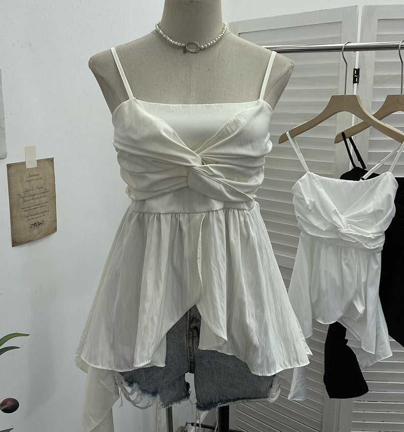 Blusa sin mangas ajustado y acabado en volante