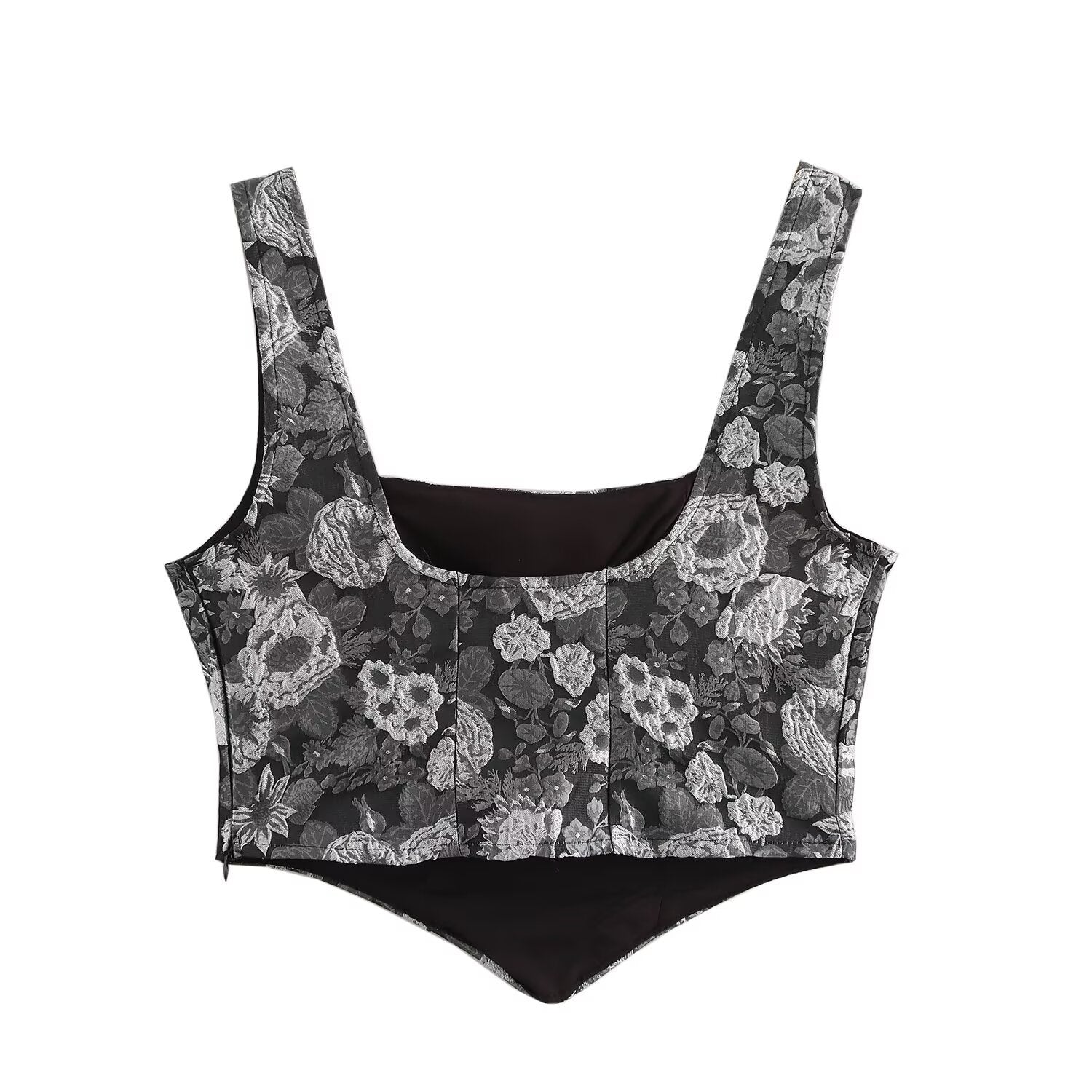 Square collar sleeveless printed short camisole top