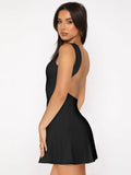 Vestido Mini Sin Espalda Tirantes Anchos Cintura Alta Slim Fit Mujer