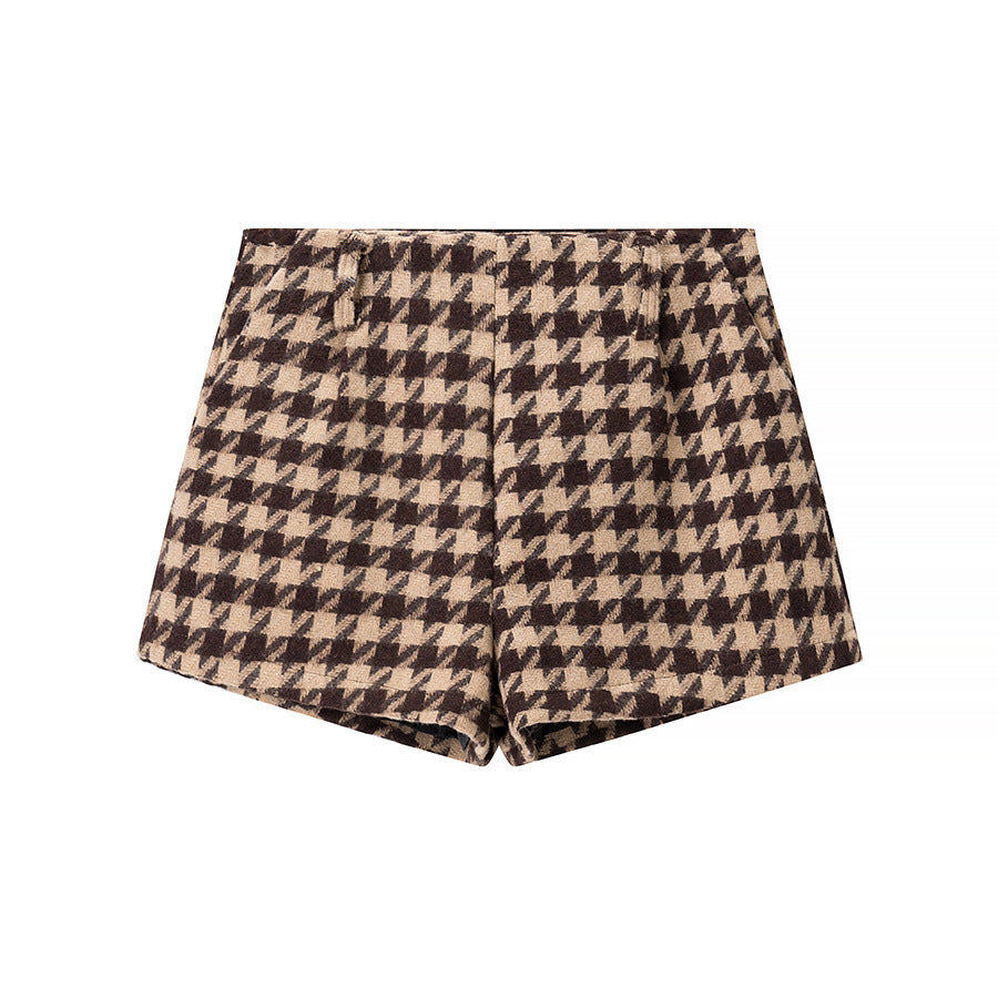 Xiaoxiangfeng plaid top+shorts set