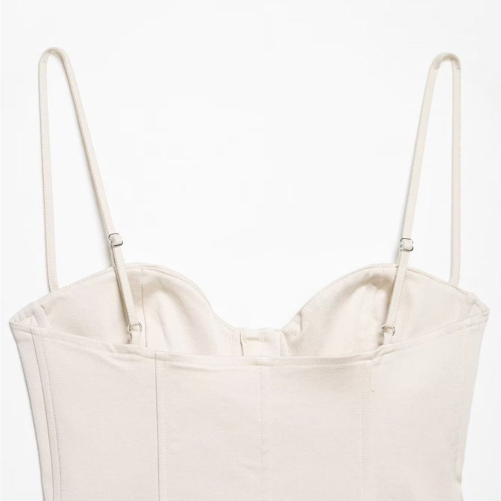Top Corsé Satinado con Tirantes