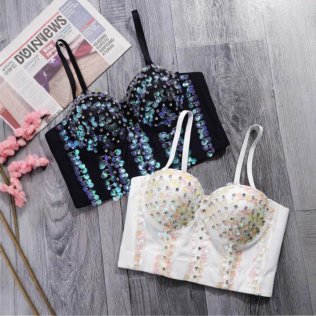 Top Bustier Strapless Strass Varillas Mujer Escenario