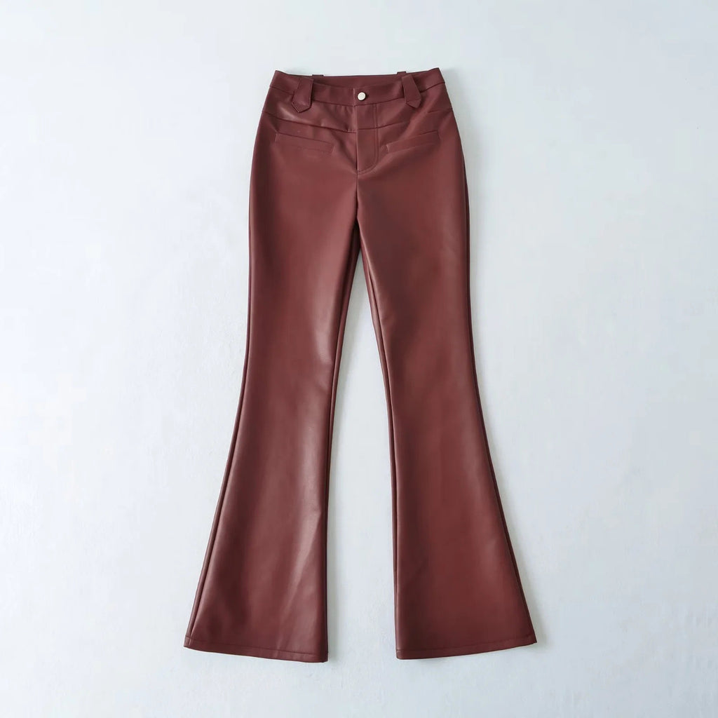 Pantalón Largo Recto Ajustado Cintura Alta Elástica Estilo Oficina Mujer