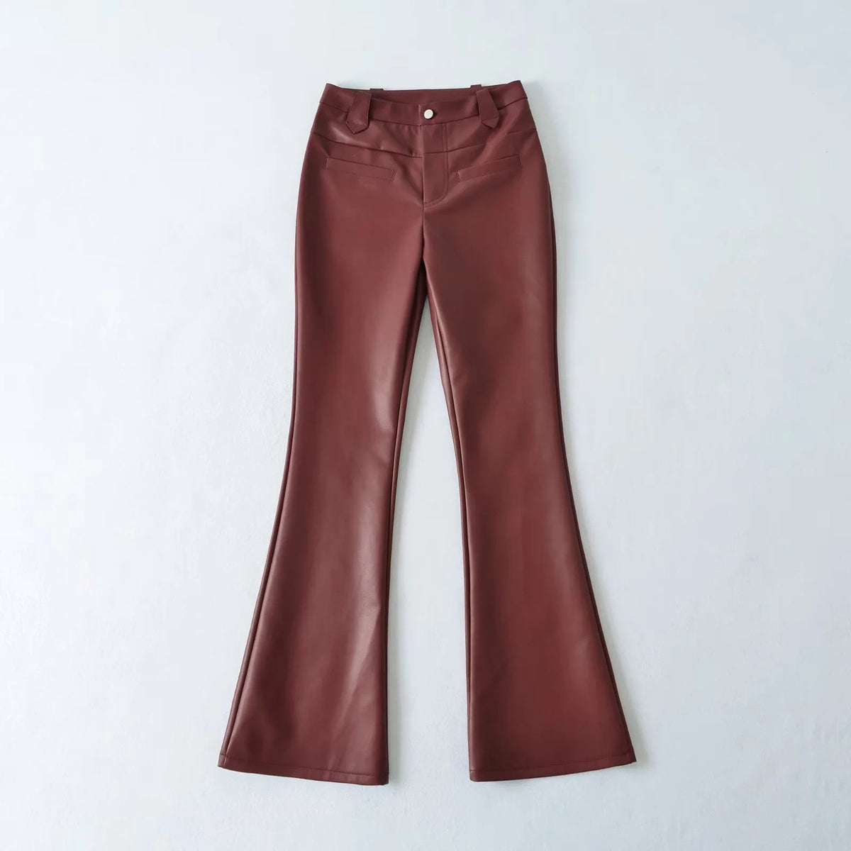 Pantalón Largo Recto Ajustado Cintura Alta Elástica Estilo Oficina Mujer