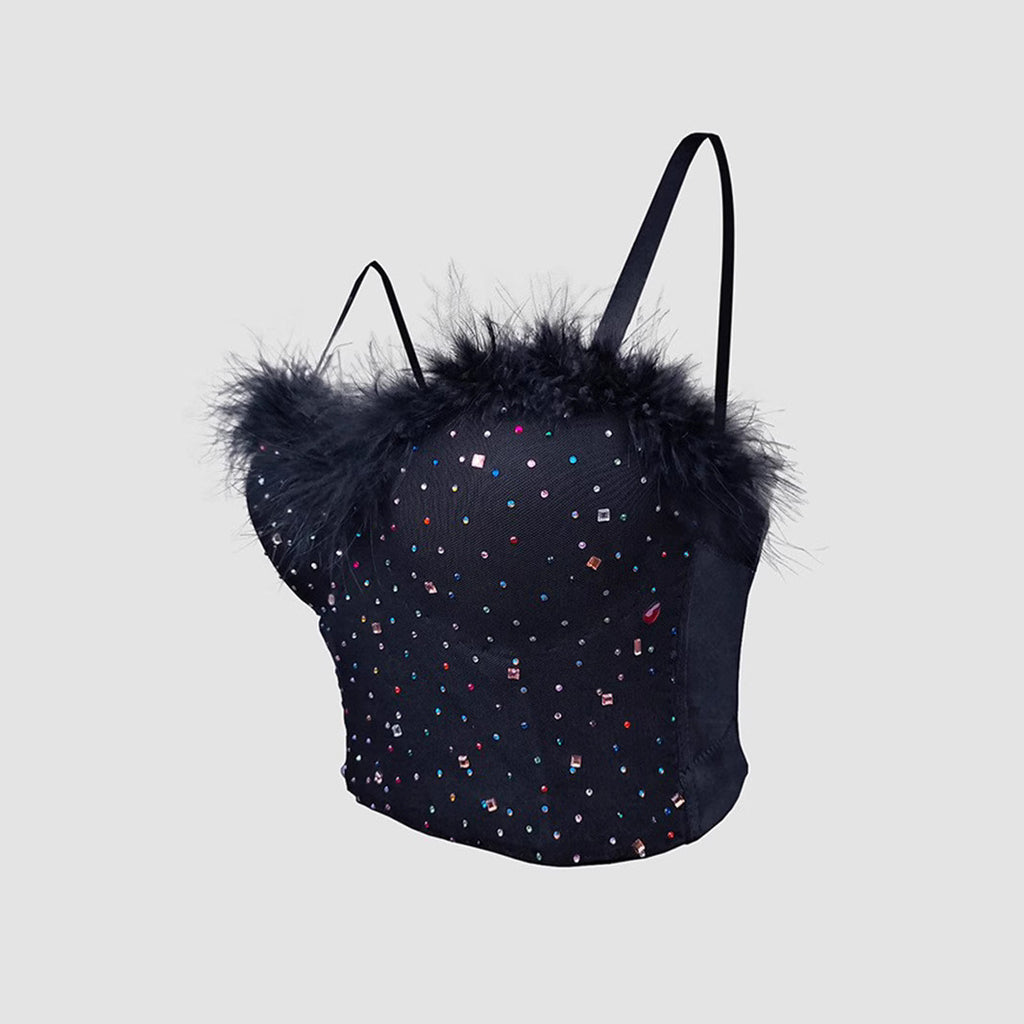 Outerwear High-Grade Unique Design Sexy Rhinestone Boned Bralette Small