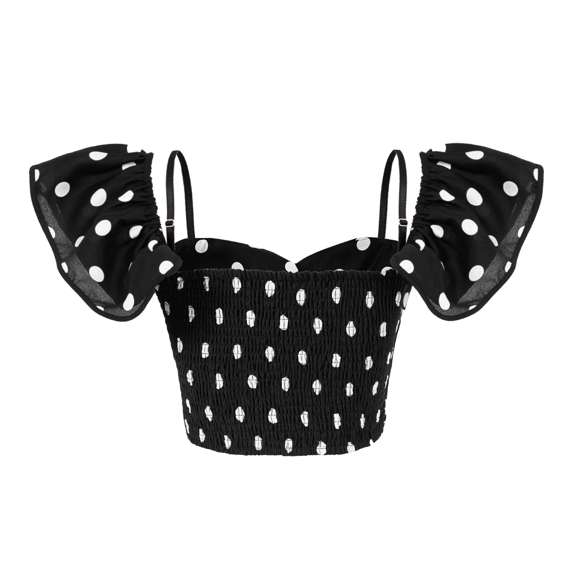 Black and white polka dot top shirt