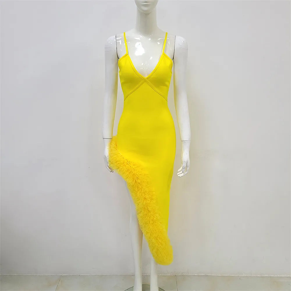 Vestido de Tirantes Finos para Mujer 2026 Nuevo Sexy con Parches Elegante para Fiesta y Club de Celebridades