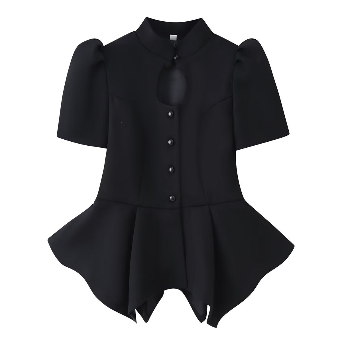 Blusa Elegante con Botones y Bajo Peplum