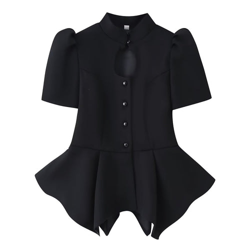 Blusa Elegante con Botones y Bajo Peplum
