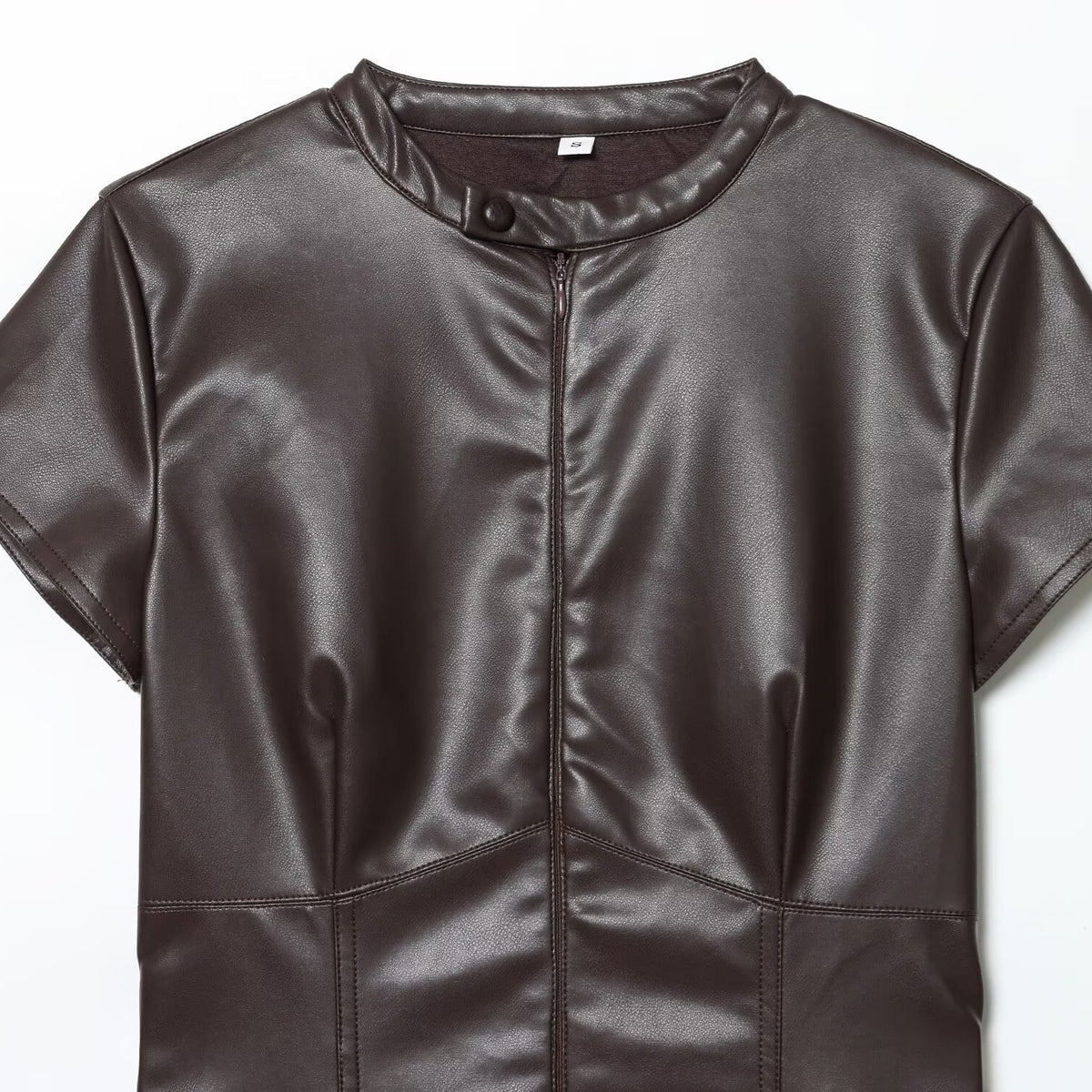 Vestido Mini Polipiel Street Fashion Manga Corta Silueta A-Line Mujer