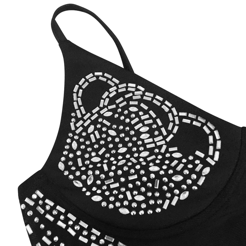Vestido Largo Sin Mangas Tul Mesh Transparente con Pedrería Elegante Mujer