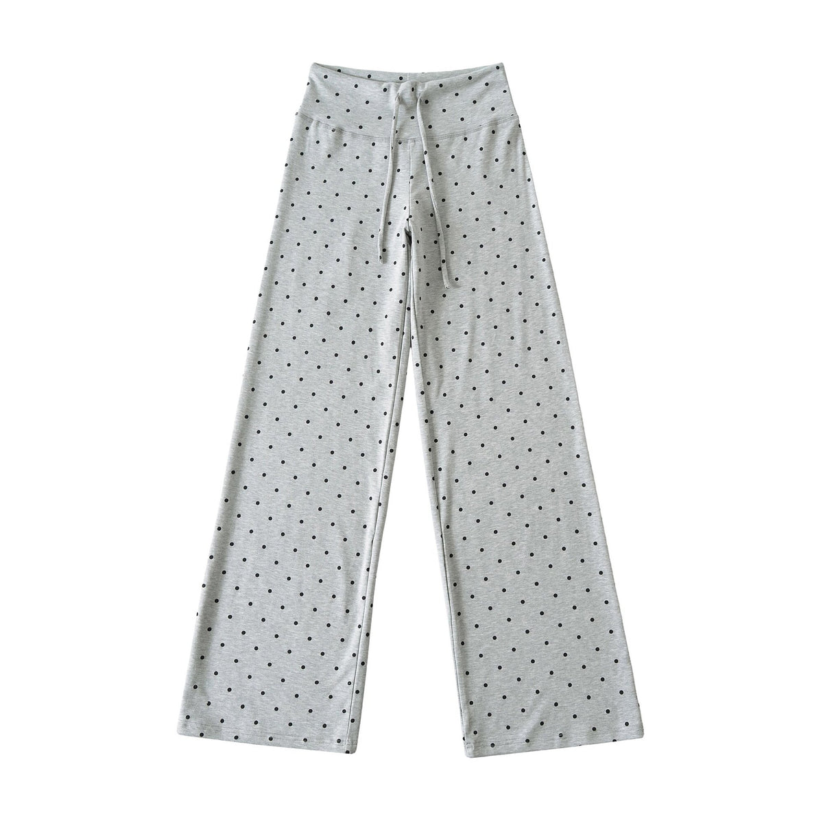 Pantalón Largo Recto Pierna Ancha Cintura Alta Lunares Street Fashion Casual Mujer