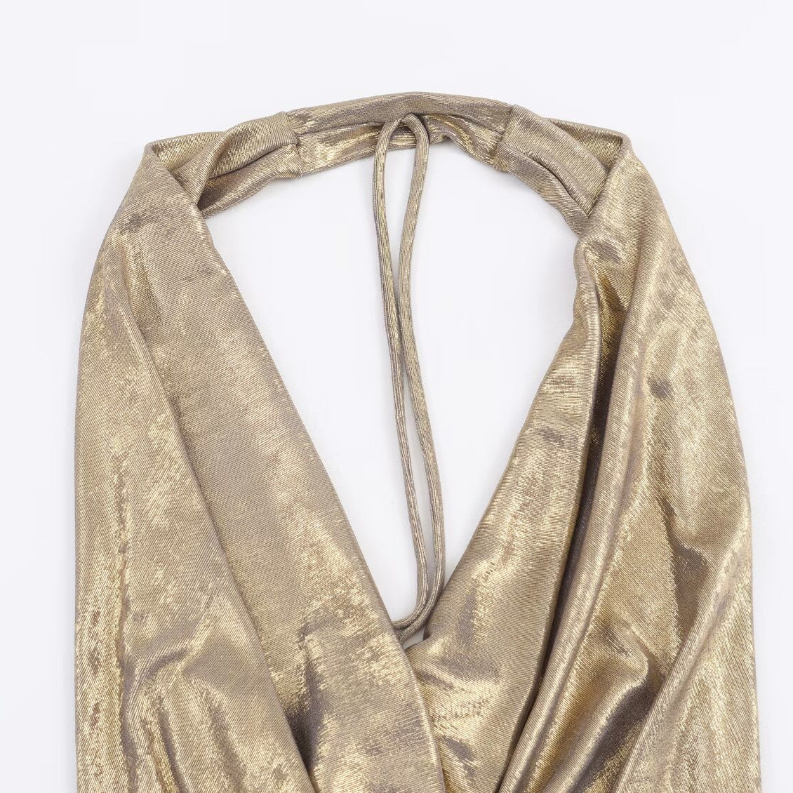 Spicy girl pleated neck hanging collar top