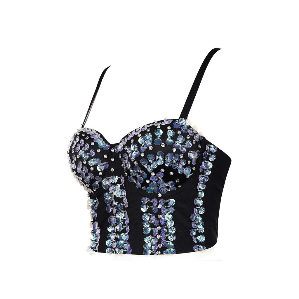 Top Bustier Strapless Strass Varillas Mujer Escenario