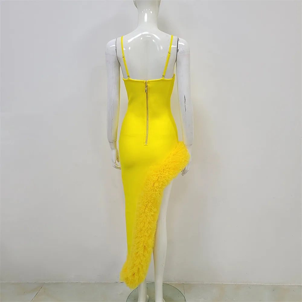 Vestido de Tirantes Finos para Mujer 2026 Nuevo Sexy con Parches Elegante para Fiesta y Club de Celebridades