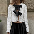 Jacket with Elegant Luxury Embroidered Sequins Round Neck Long Sleeve Short Top Cardigan