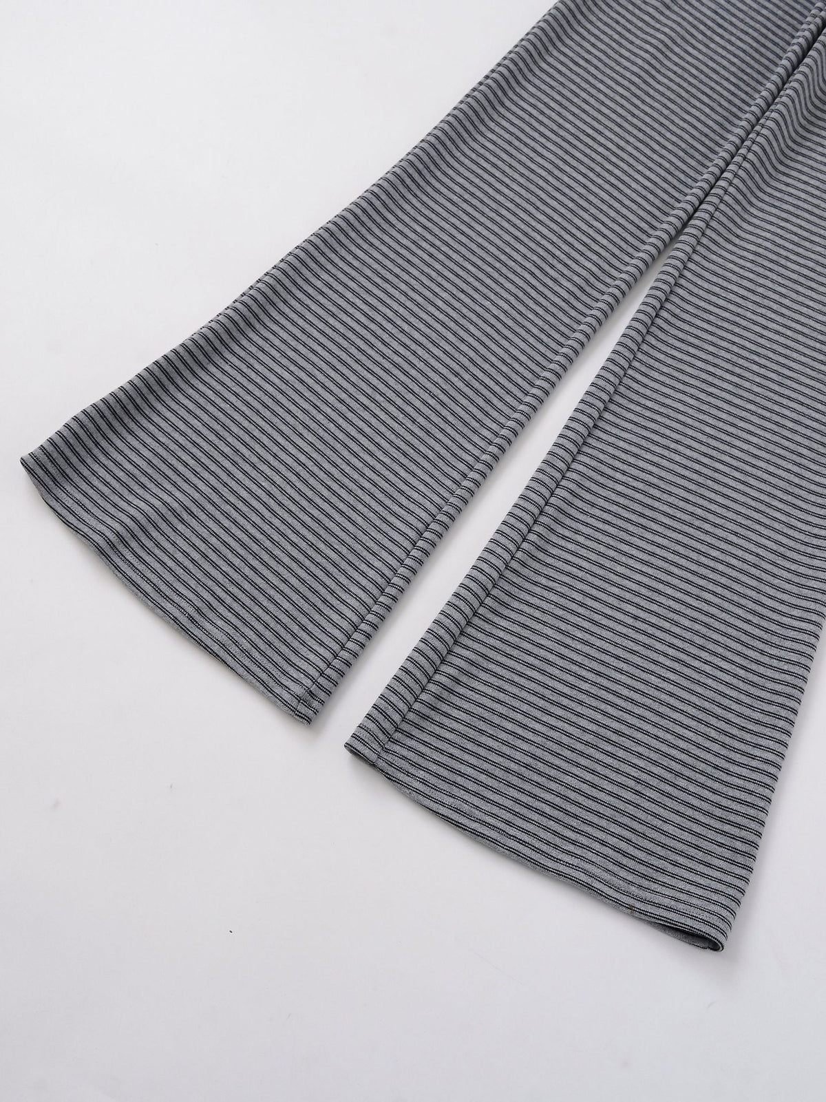 Pantalón Recto Largo Cintura Ancha Encaje Empalme Casual Gris Mujer