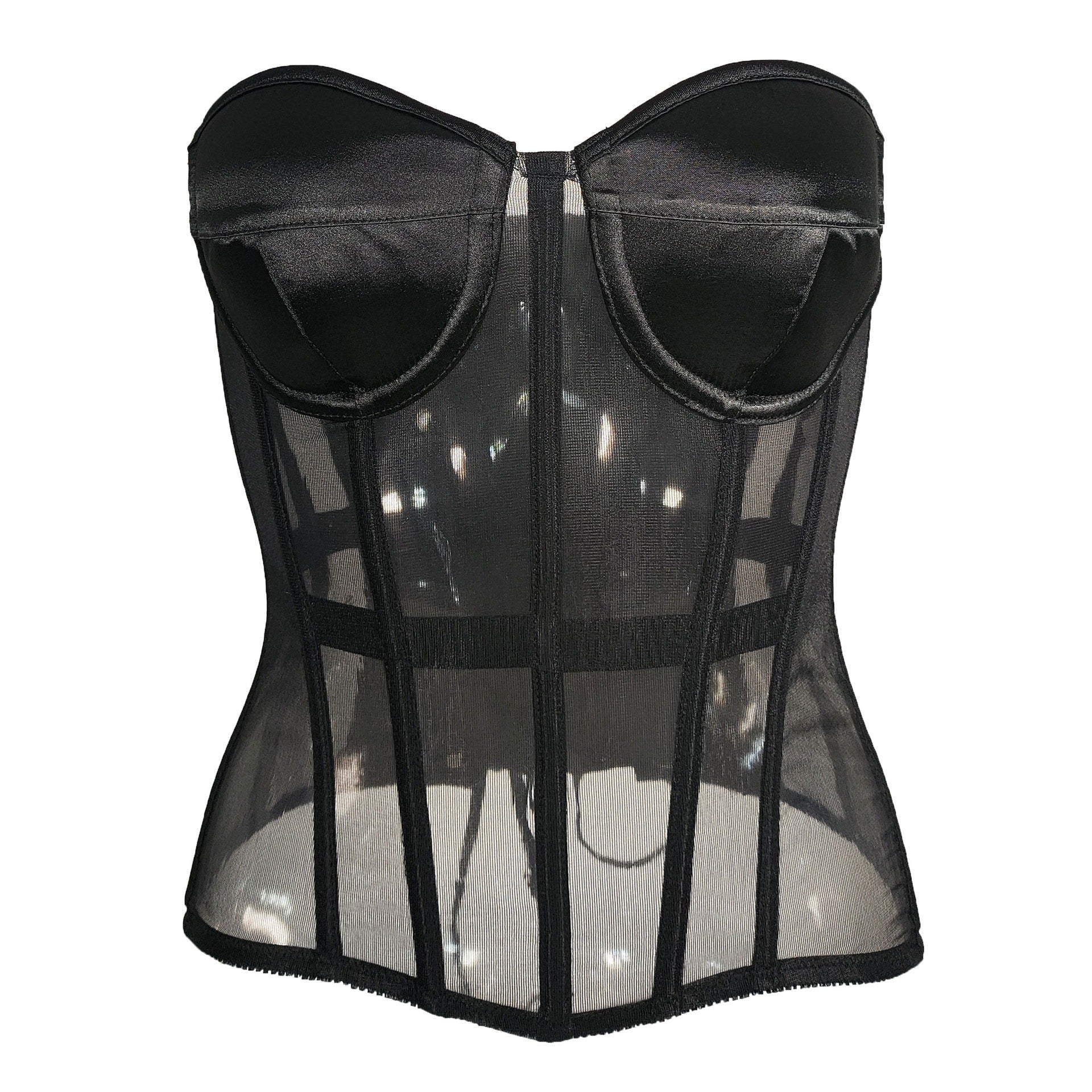 Early spring perspective mesh thin shaping corset, European and American women's sexy lingerie