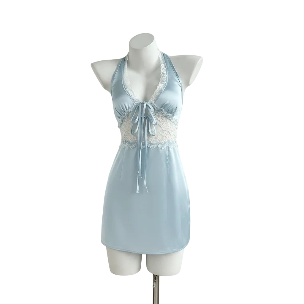 Vestido Satinado corto con escote V