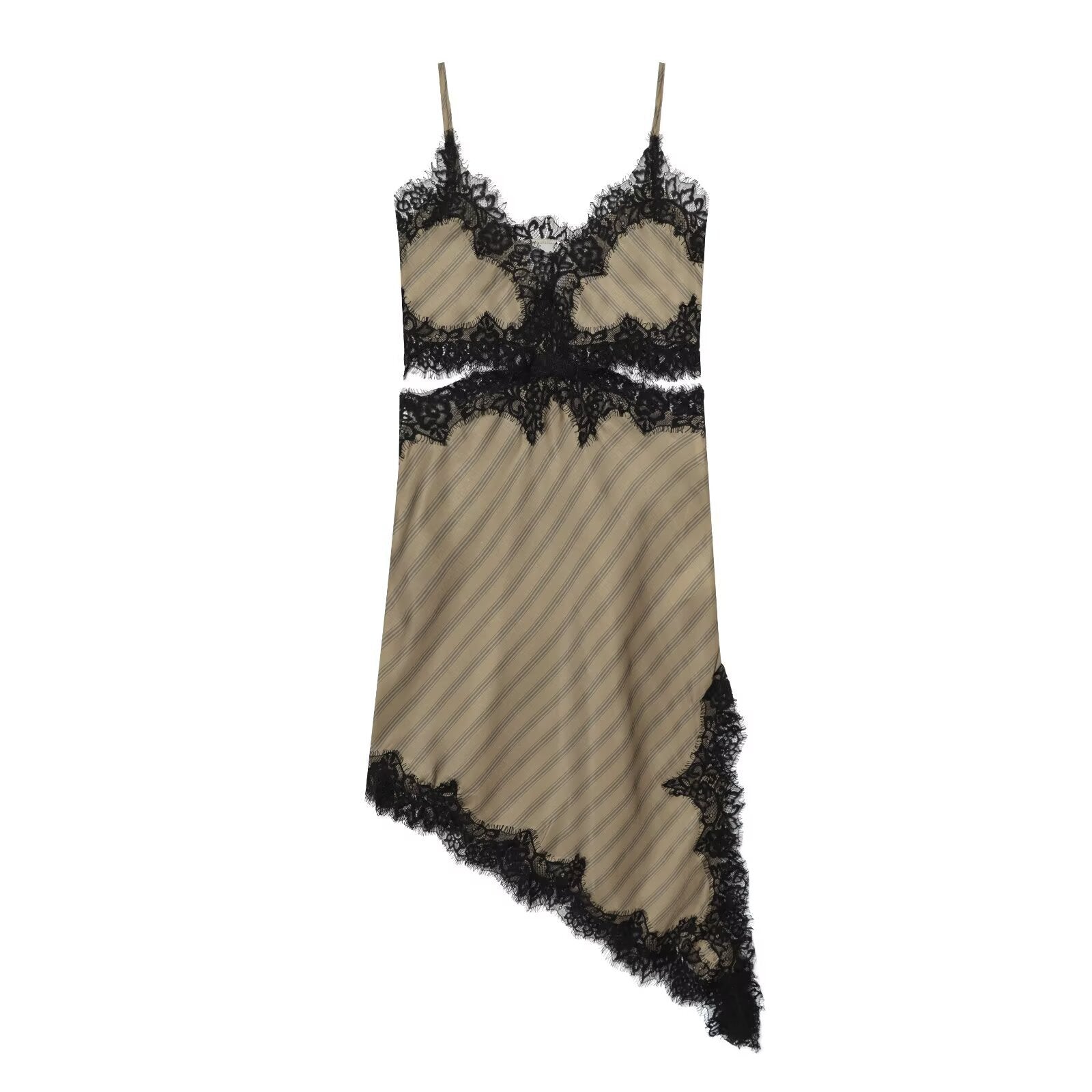 Vestido Lencero Satinado con Encaje