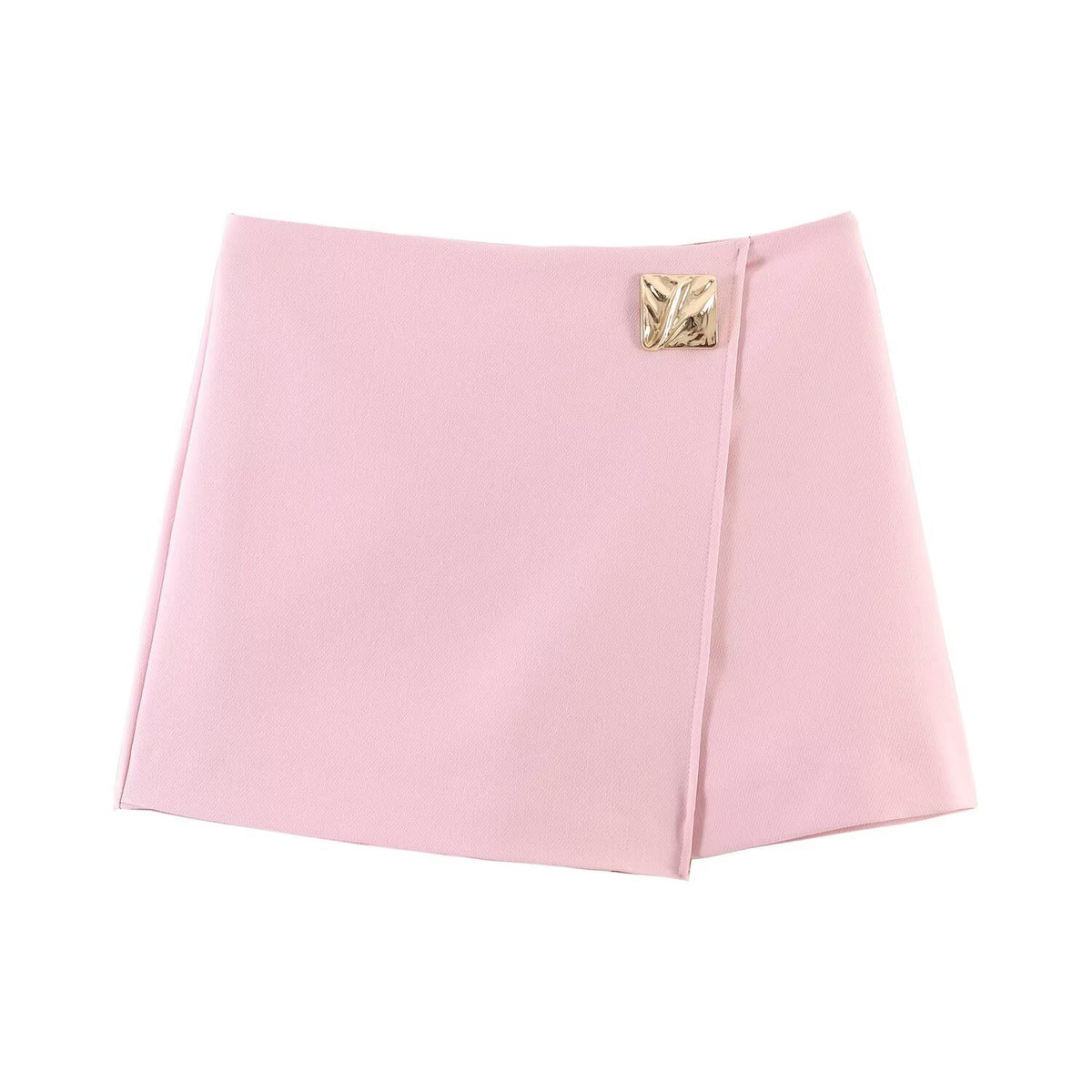 Mini Falda Tipo A Asimétrica Al Bies Hebilla Cuadrada Metal Poliéster Elegante Casual Mujer