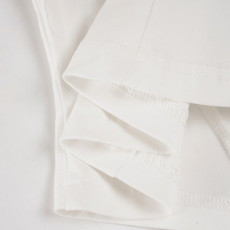 Top Chifón Cuello V Manga Linterna Cintura Fruncida