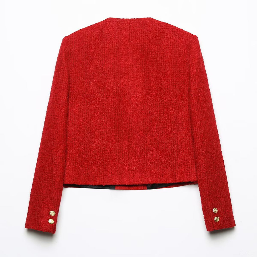 Conjunto Dos Piezas Cardigan Doble Botonadura Textura Empalmado Mini Falda Abertura Streetwear Casual Mujer