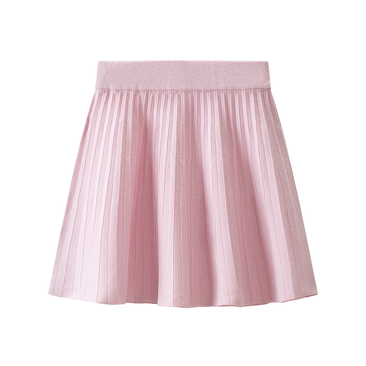 Conjunto Punto Elástico Dos Piezas Jersey Manga Larga Mini Falda Dulce Casual Otoño Invierno Mujer Rosa