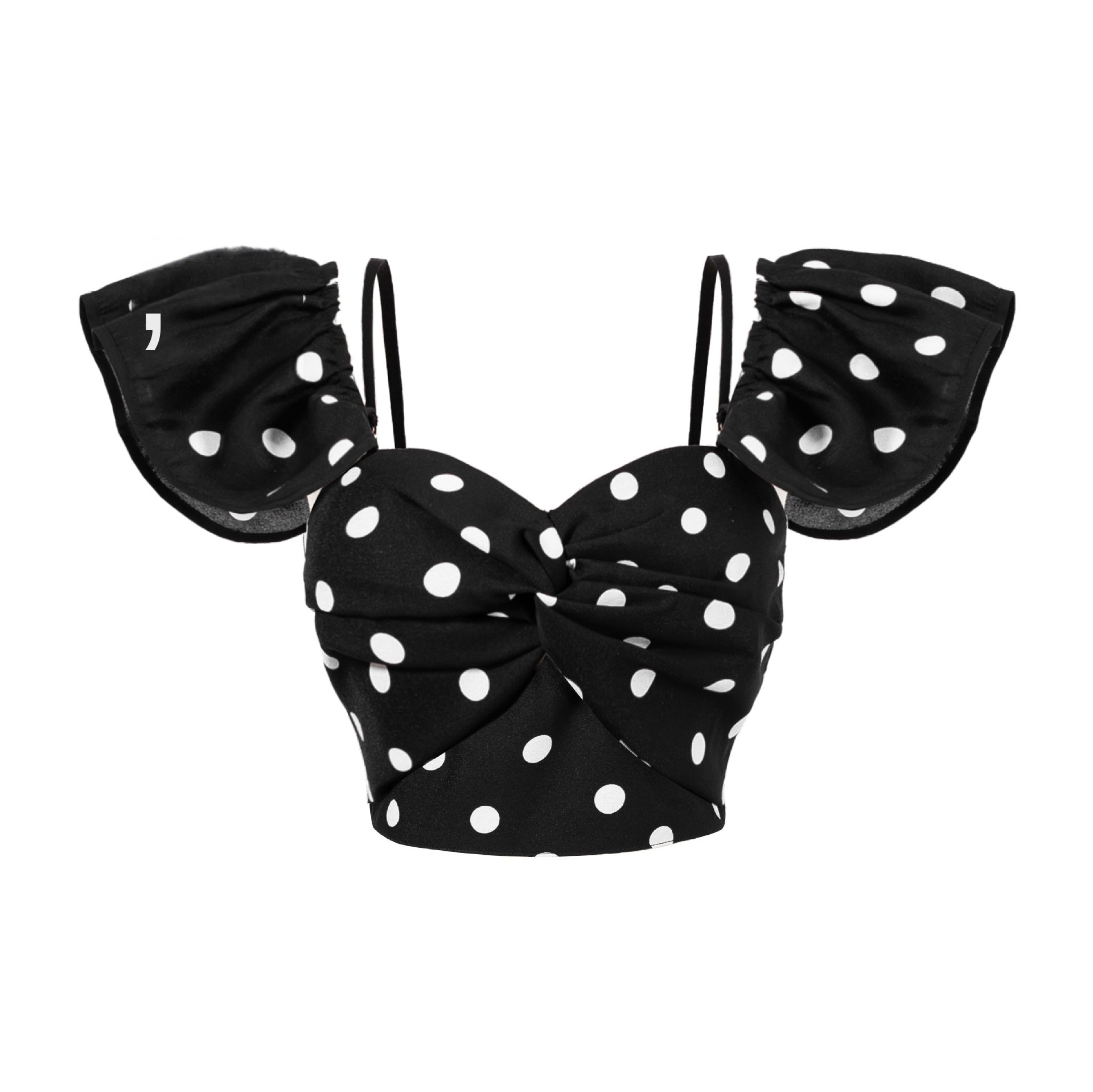 Black and white polka dot top shirt