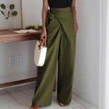 Pantalón Ajustado Pierna Recta Detalle Tirante Cruzado Elegante Casual Mujer