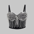 Sexy Bustier  Creative Pearl Chain Tassel Design