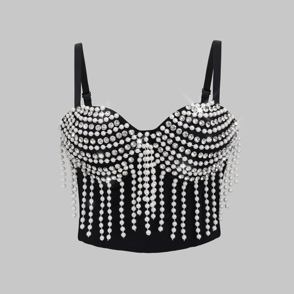 Sexy Bustier  Creative Pearl Chain Tassel Design