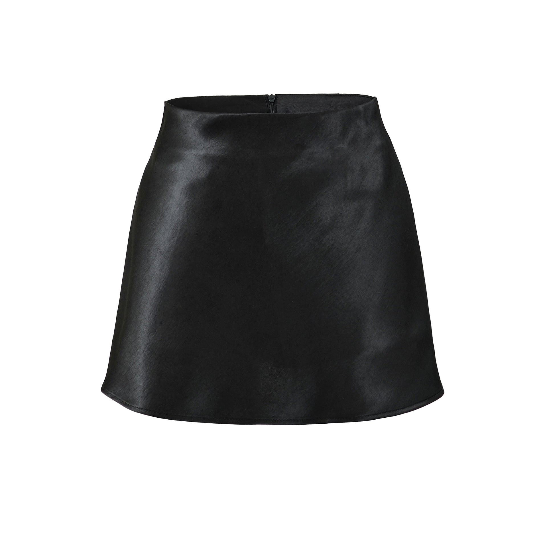 Silk Satin High-Waisted Asymmetrical A-Line Skirt for Women