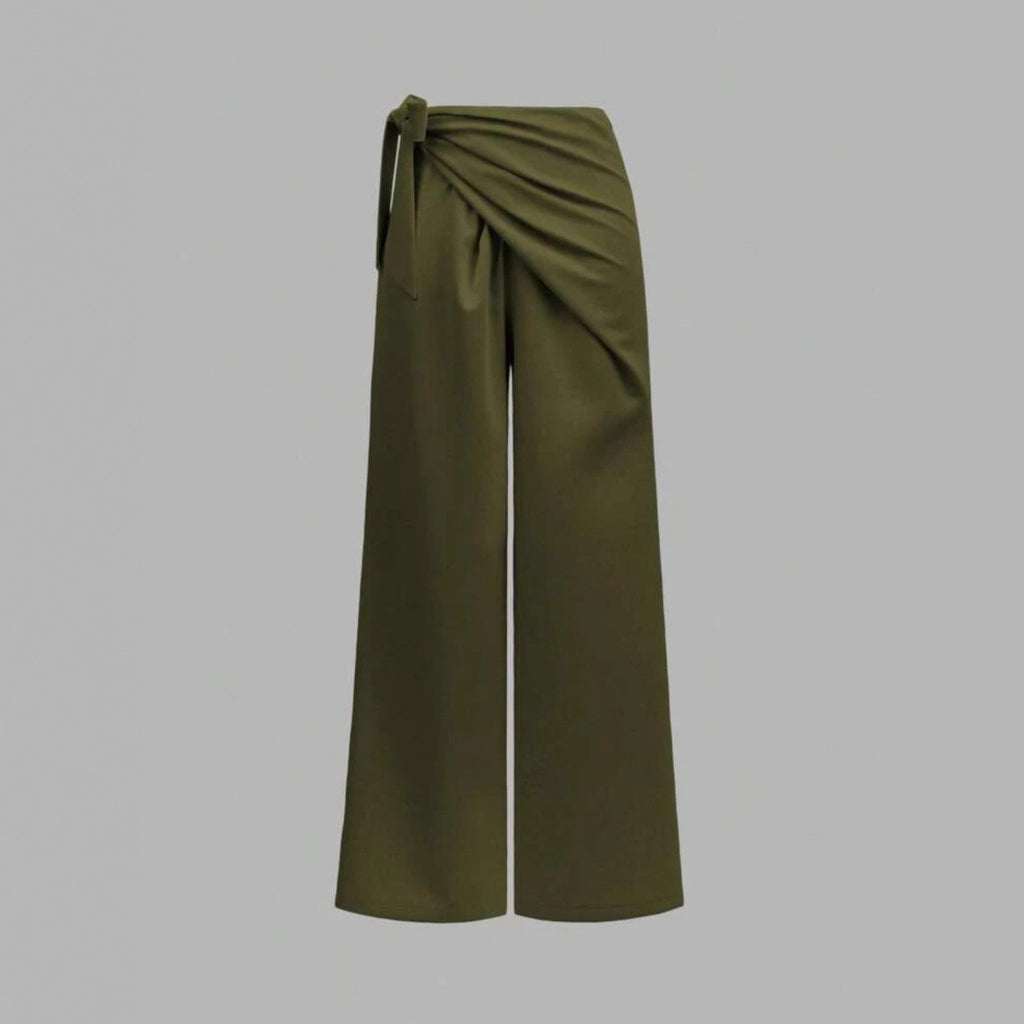 Pantalón Ajustado Pierna Recta Detalle Tirante Cruzado Elegante Casual Mujer