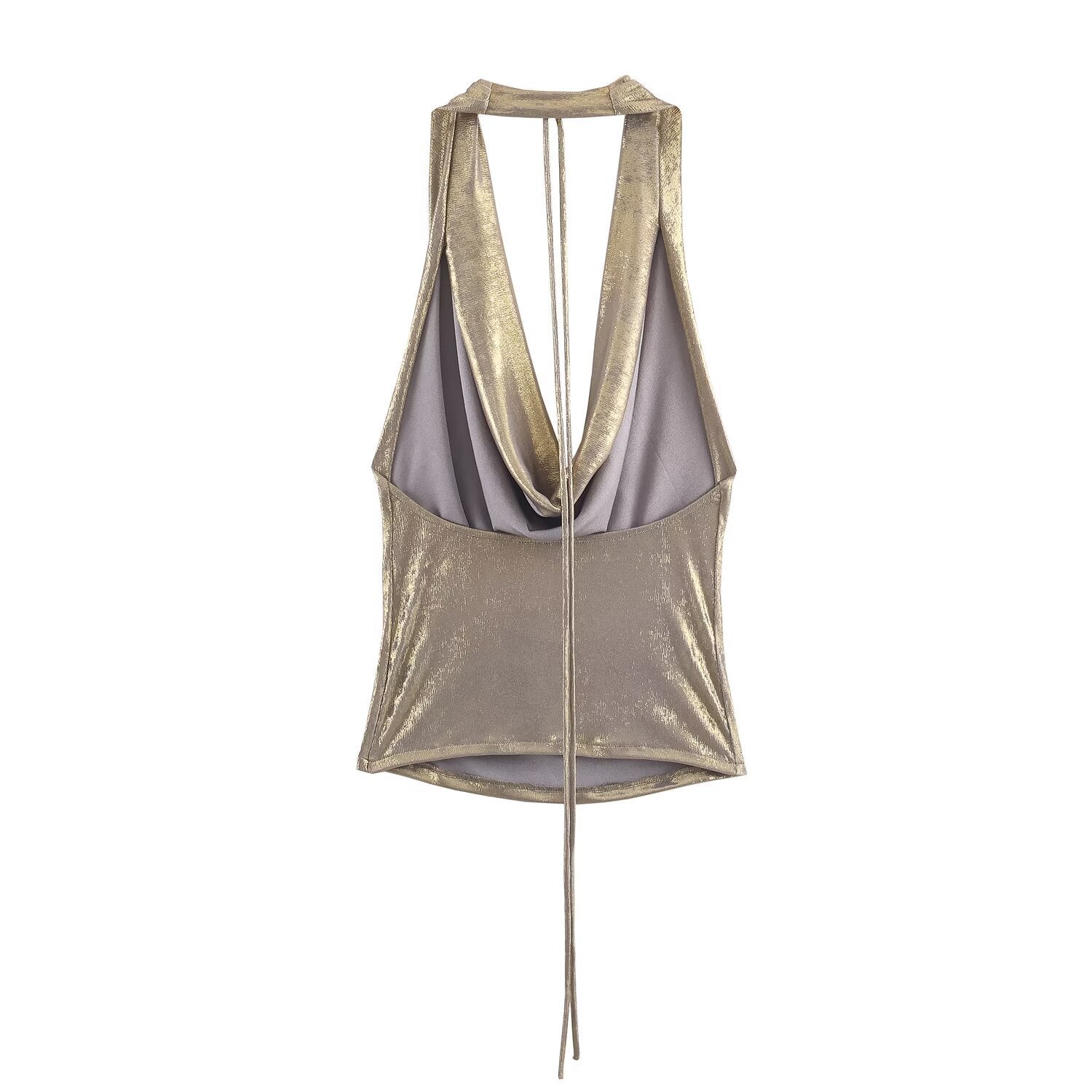 Spicy girl pleated neck hanging collar top