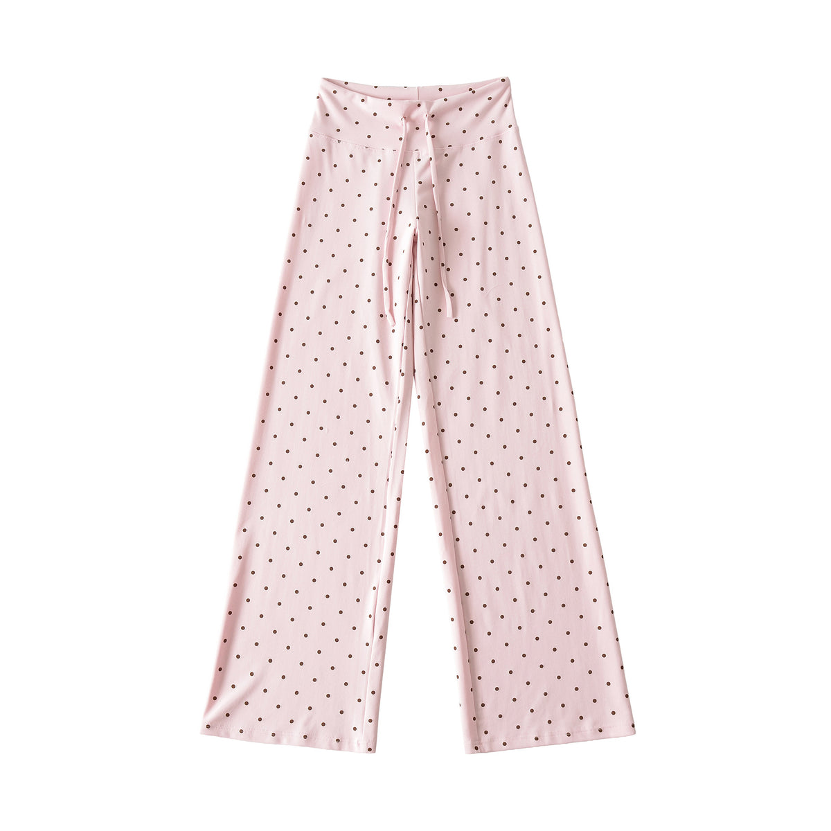 Pantalón Largo Recto Pierna Ancha Cintura Alta Lunares Street Fashion Casual Mujer