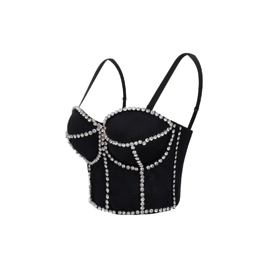 Rhinestone Embellishment and Fishbone Strapless Backless One-Piece Outerwear