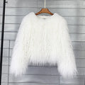 Abrigo Pelo Sintético Efecto Borrego Oversize Esponjoso Candy Elegante Festival Invierno Mujer Blanco Negro Rosa