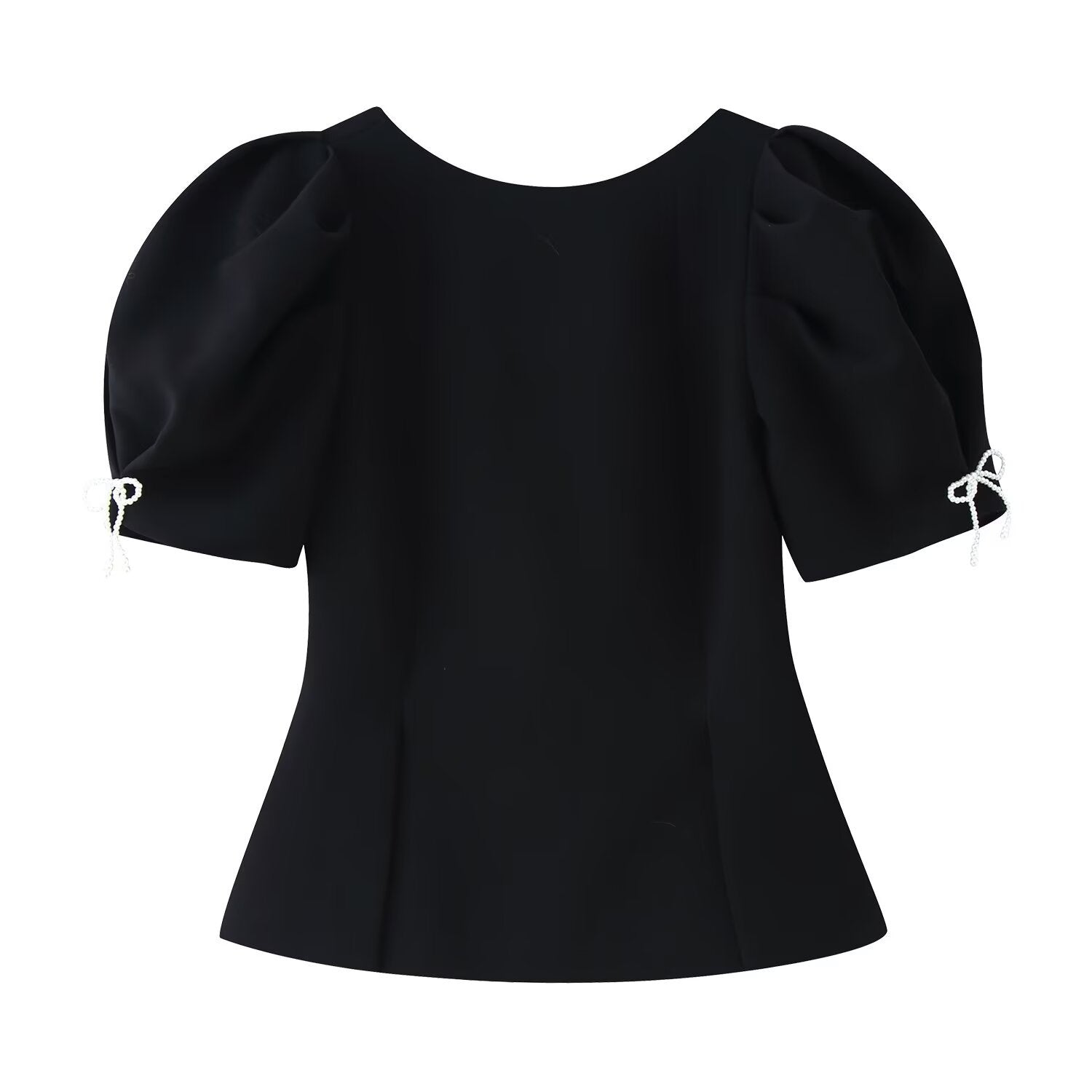 Blusa Elegante de Manga Abullonada con Detalle de Lazo